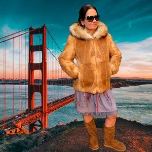 Niki Dyed Natural Rabbit & Fox Fur Jacket